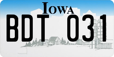 IA license plate BDT031