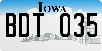 IA license plate BDT035