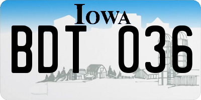 IA license plate BDT036