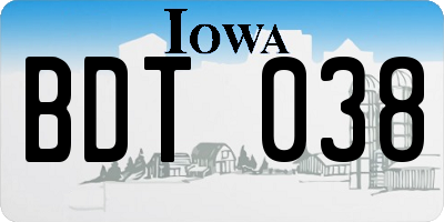 IA license plate BDT038