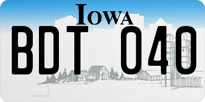 IA license plate BDT040