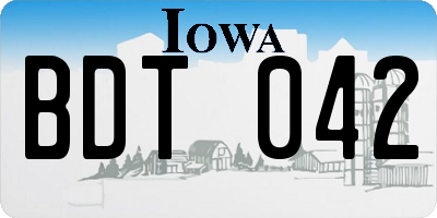 IA license plate BDT042
