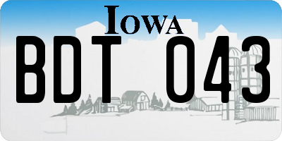 IA license plate BDT043