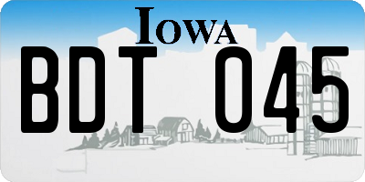 IA license plate BDT045