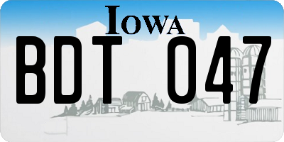 IA license plate BDT047