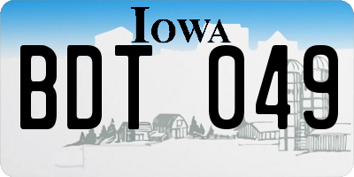 IA license plate BDT049