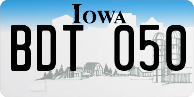 IA license plate BDT050