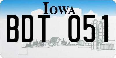 IA license plate BDT051