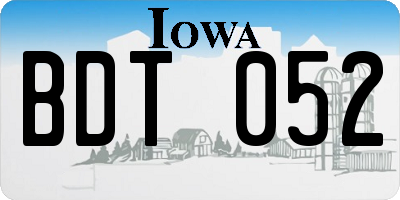 IA license plate BDT052