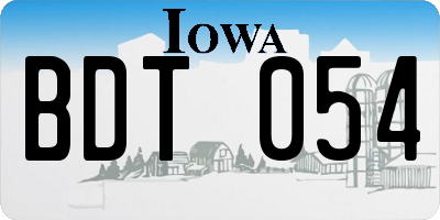 IA license plate BDT054