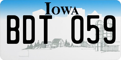 IA license plate BDT059