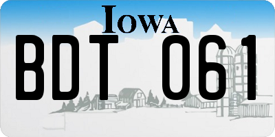 IA license plate BDT061