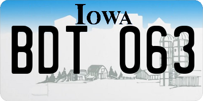 IA license plate BDT063
