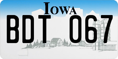IA license plate BDT067