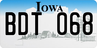 IA license plate BDT068
