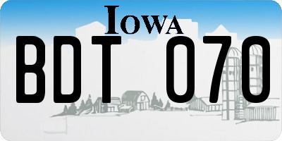 IA license plate BDT070