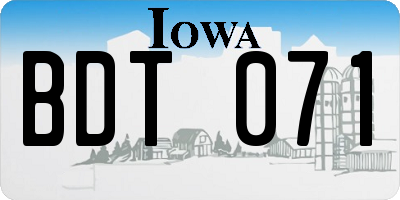 IA license plate BDT071