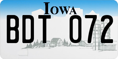 IA license plate BDT072