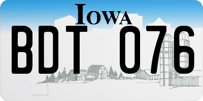 IA license plate BDT076