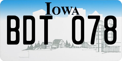 IA license plate BDT078