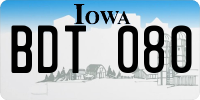 IA license plate BDT080
