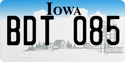 IA license plate BDT085
