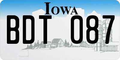 IA license plate BDT087