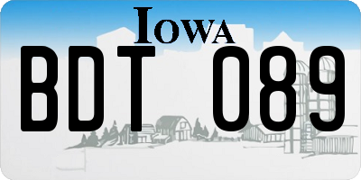 IA license plate BDT089