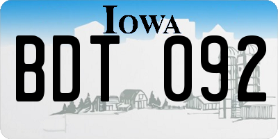 IA license plate BDT092