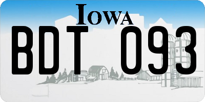 IA license plate BDT093