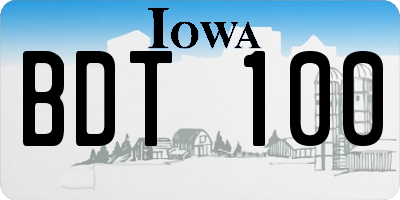 IA license plate BDT100