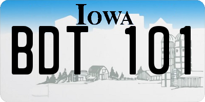 IA license plate BDT101
