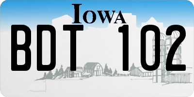 IA license plate BDT102