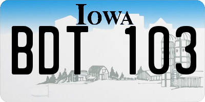 IA license plate BDT103