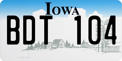 IA license plate BDT104