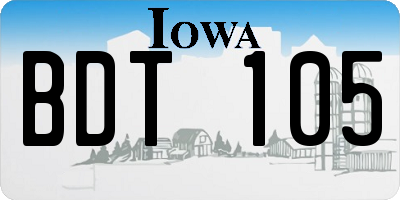 IA license plate BDT105