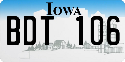 IA license plate BDT106