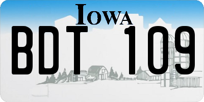 IA license plate BDT109