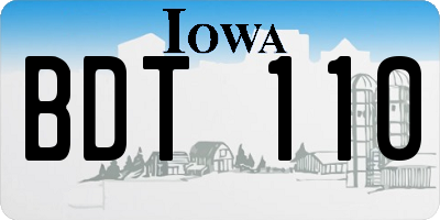 IA license plate BDT110