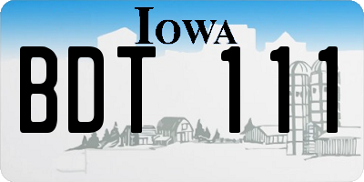 IA license plate BDT111