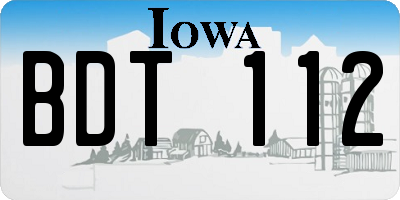 IA license plate BDT112