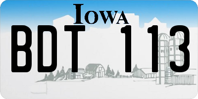 IA license plate BDT113