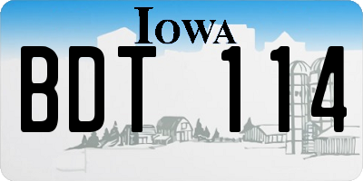 IA license plate BDT114