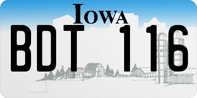 IA license plate BDT116