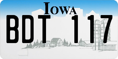 IA license plate BDT117