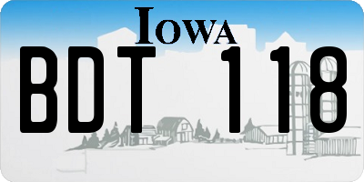 IA license plate BDT118