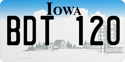 IA license plate BDT120