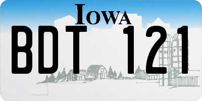 IA license plate BDT121