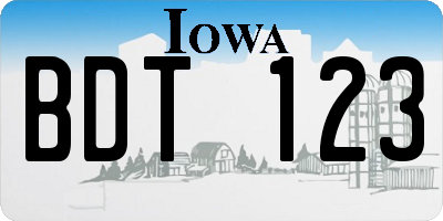 IA license plate BDT123