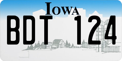 IA license plate BDT124